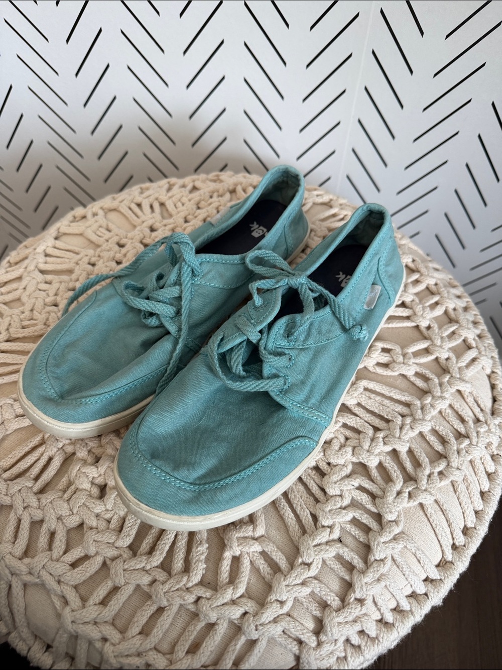 Sanuk Men's Teal Canvas Slip-On Loafers
